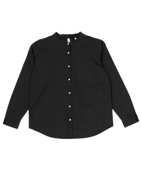 Pitta Re:)(ピッタリ)の「綿麻 バンドカラー 長袖カジュアルシャツ(シャツ/ブラウス・レディース・ラベンダー/ブラック/ライトブルー/ブルーグリーン・M/L/LL)」の6枚目の写真