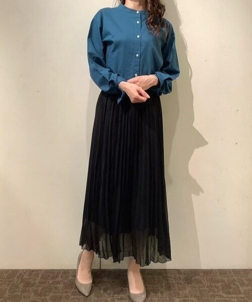 Pitta Re:)(ピッタリ)の「綿麻 バンドカラー 長袖カジュアルシャツ(シャツ/ブラウス・レディース・ラベンダー/ブラック/ライトブルー/ブルーグリーン・M/L/LL)」の8枚目の写真