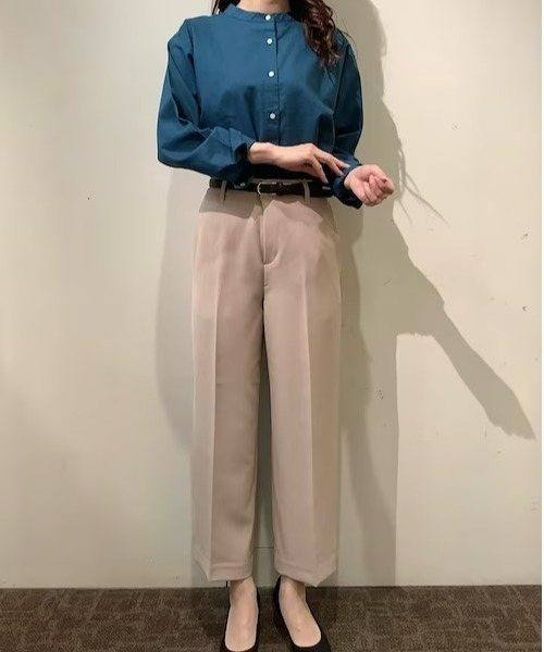 Pitta Re:)(ピッタリ)の「綿麻 バンドカラー 長袖カジュアルシャツ(シャツ/ブラウス・レディース・ラベンダー/ブラック/ライトブルー/ブルーグリーン・M/L/LL)」の22枚目の写真