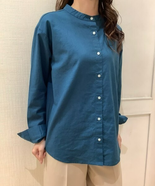 Pitta Re:)(ピッタリ)の「綿麻 バンドカラー 長袖カジュアルシャツ(シャツ/ブラウス・レディース・ラベンダー/ブラック/ライトブルー/ブルーグリーン・M/L/LL)」の20枚目の写真