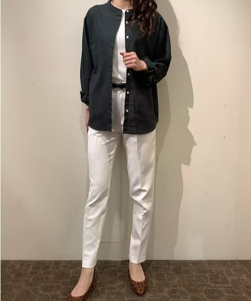 Pitta Re:)(ピッタリ)の「綿麻 バンドカラー 長袖カジュアルシャツ(シャツ/ブラウス・レディース・ラベンダー/ブラック/ライトブルー/ブルーグリーン・M/L/LL)」の17枚目の写真