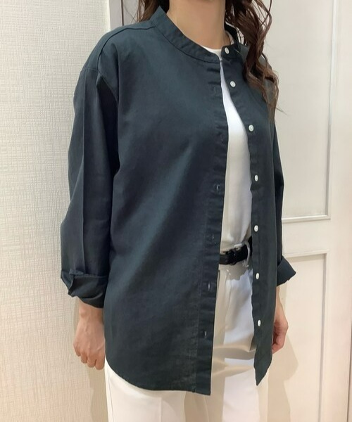 Pitta Re:)(ピッタリ)の「綿麻 バンドカラー 長袖カジュアルシャツ(シャツ/ブラウス・レディース・ラベンダー/ブラック/ライトブルー/ブルーグリーン・M/L/LL)」の13枚目の写真