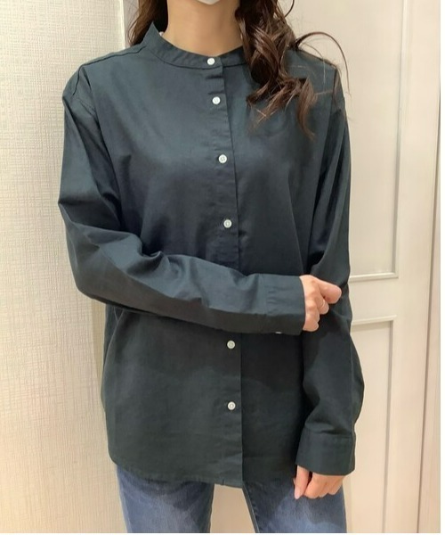 Pitta Re:)(ピッタリ)の「綿麻 バンドカラー 長袖カジュアルシャツ(シャツ/ブラウス・レディース・ラベンダー/ブラック/ライトブルー/ブルーグリーン・M/L/LL)」の11枚目の写真