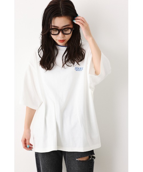 RODEO CROWNS WIDE BOWL（ロデオクラウンズワイドボウル）の「SHARE Double collar Tシャツ（Tシャツ/カットソー・レディース・ホワイト/ブラック/グリーン/イエロー・FREE）」の2枚目の写真