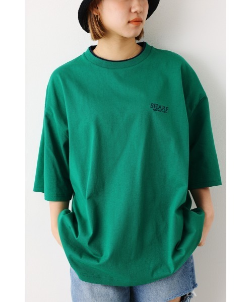 RODEO CROWNS WIDE BOWL（ロデオクラウンズワイドボウル）の「SHARE Double collar Tシャツ（Tシャツ/カットソー・レディース・ホワイト/ブラック/グリーン/イエロー・FREE）」の4枚目の写真