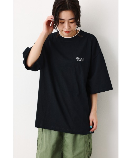 RODEO CROWNS WIDE BOWL（ロデオクラウンズワイドボウル）の「SHARE Double collar Tシャツ（Tシャツ/カットソー・レディース・ホワイト/ブラック/グリーン/イエロー・FREE）」の3枚目の写真