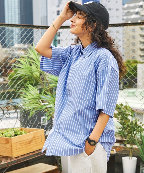 BARK MANHATTAN(バークマンハッタン)の「ビッグシルエットブロードレギュラーカラー半袖シャツ(シャツ/ブラウス・メンズ・ブルー系/チャコール/ブラック系/ホワイト/グレー系/ライトベージュ・M/L)」の8枚目の写真