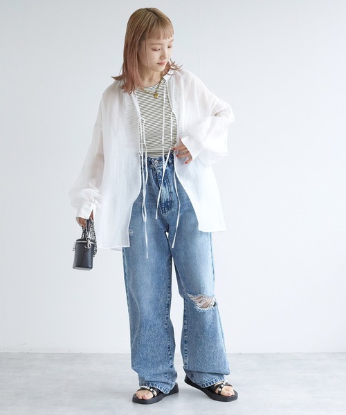 w closet（ダブルクローゼット）の「パールフラットサンダル（サンダル・レディース・オフホワイト/ブラック・M/L）」の14枚目の写真