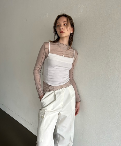 Didot.showroom(ディドット ショールーム)の「【DIDOT.】メロウラインシアーロンT(Tシャツ/カットソー・レディース・モカ/ブラック/ベージュ/ホワイト・FREE)」の11枚目の写真