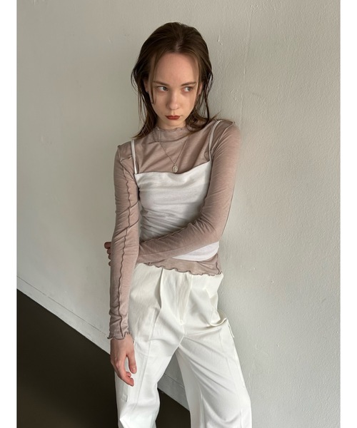 Didot.showroom(ディドット ショールーム)の「【DIDOT.】メロウラインシアーロンT(Tシャツ/カットソー・レディース・モカ/ブラック/ベージュ/ホワイト・FREE)」の13枚目の写真