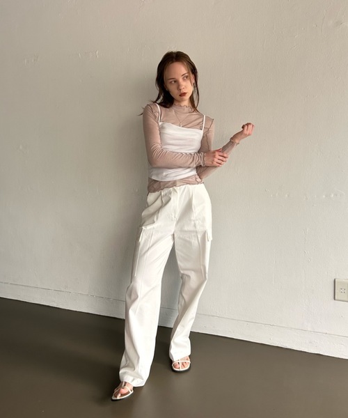 Didot.showroom(ディドット ショールーム)の「【DIDOT.】メロウラインシアーロンT(Tシャツ/カットソー・レディース・モカ/ブラック/ベージュ/ホワイト・FREE)」の14枚目の写真