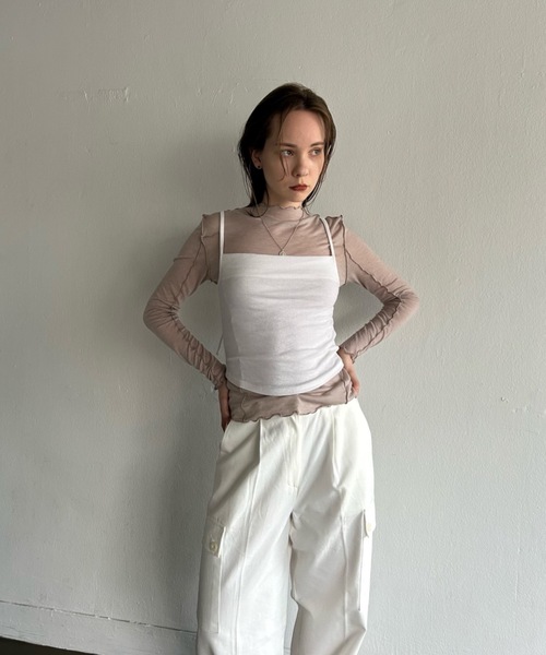 Didot.showroom(ディドット ショールーム)の「【DIDOT.】メロウラインシアーロンT(Tシャツ/カットソー・レディース・モカ/ブラック/ベージュ/ホワイト・FREE)」の10枚目の写真