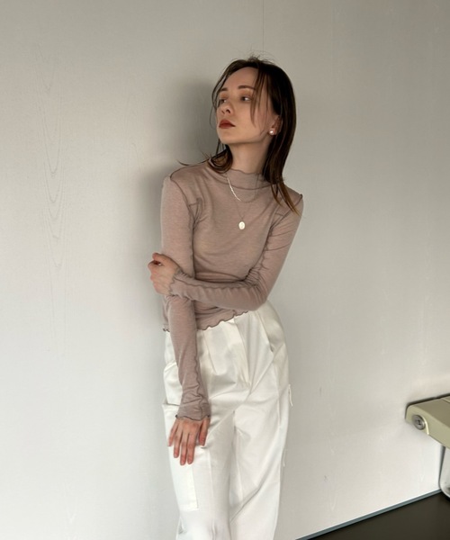 Didot.showroom(ディドット ショールーム)の「【DIDOT.】メロウラインシアーロンT(Tシャツ/カットソー・レディース・モカ/ブラック/ベージュ/ホワイト・FREE)」の8枚目の写真