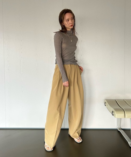Didot.showroom(ディドット ショールーム)の「【DIDOT.】メロウラインシアーロンT(Tシャツ/カットソー・レディース・モカ/ブラック/ベージュ/ホワイト・FREE)」の19枚目の写真