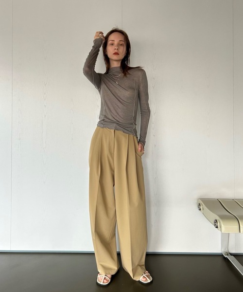 Didot.showroom(ディドット ショールーム)の「【DIDOT.】メロウラインシアーロンT(Tシャツ/カットソー・レディース・モカ/ブラック/ベージュ/ホワイト・FREE)」の20枚目の写真