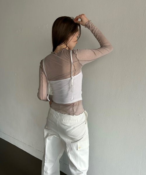 Didot.showroom(ディドット ショールーム)の「【DIDOT.】メロウラインシアーロンT(Tシャツ/カットソー・レディース・モカ/ブラック/ベージュ/ホワイト・FREE)」の12枚目の写真