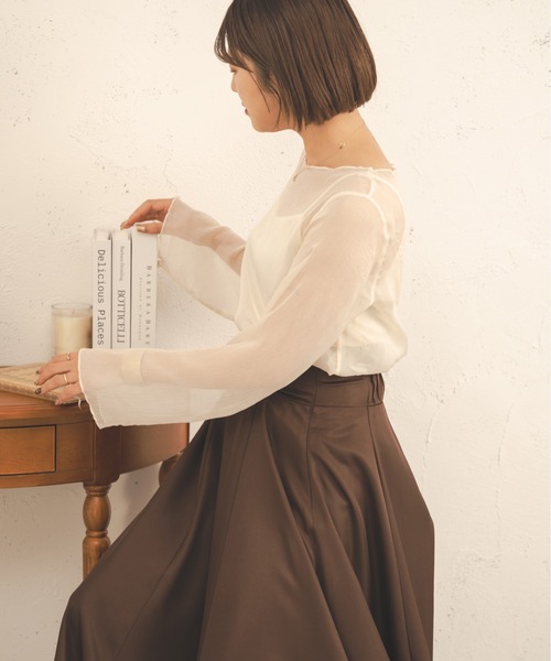 Ambre Neige(アンブルネージュ)の「【セットアイテム】キャミ付きシアーブラウス/WEB/EC限定商品(シャツ/ブラウス・レディース・アイボリー/ブラック/モカ/ピンク/ダークブラウン・FREE)」の7枚目の写真