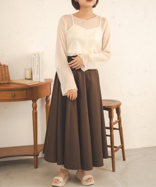 Ambre Neige(アンブルネージュ)の「【セットアイテム】キャミ付きシアーブラウス/WEB/EC限定商品(シャツ/ブラウス・レディース・アイボリー/ブラック/モカ/ピンク/ダークブラウン・FREE)」の8枚目の写真