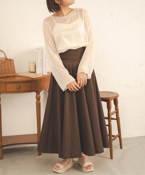 Ambre Neige(アンブルネージュ)の「【セットアイテム】キャミ付きシアーブラウス/WEB/EC限定商品(シャツ/ブラウス・レディース・アイボリー/ブラック/モカ/ピンク/ダークブラウン・FREE)」の9枚目の写真