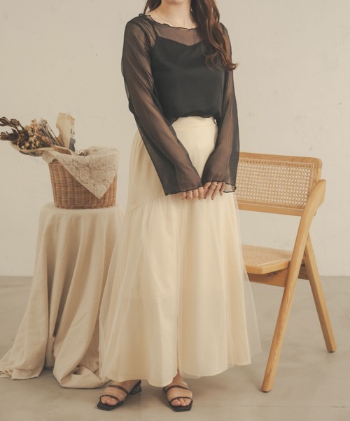 Ambre Neige(アンブルネージュ)の「【セットアイテム】キャミ付きシアーブラウス/WEB/EC限定商品(シャツ/ブラウス・レディース・アイボリー/ブラック/モカ/ピンク/ダークブラウン・FREE)」の15枚目の写真