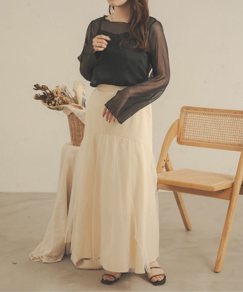 Ambre Neige(アンブルネージュ)の「【セットアイテム】キャミ付きシアーブラウス/WEB/EC限定商品(シャツ/ブラウス・レディース・アイボリー/ブラック/モカ/ピンク/ダークブラウン・FREE)」の16枚目の写真