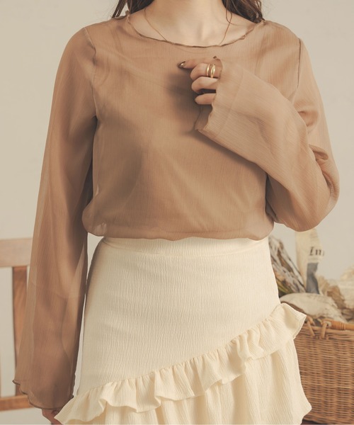 Ambre Neige(アンブルネージュ)の「【セットアイテム】キャミ付きシアーブラウス/WEB/EC限定商品(シャツ/ブラウス・レディース・アイボリー/ブラック/モカ/ピンク/ダークブラウン・FREE)」の21枚目の写真