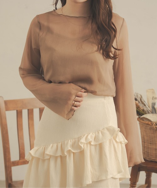 Ambre Neige(アンブルネージュ)の「【セットアイテム】キャミ付きシアーブラウス/WEB/EC限定商品(シャツ/ブラウス・レディース・アイボリー/ブラック/モカ/ピンク/ダークブラウン・FREE)」の20枚目の写真