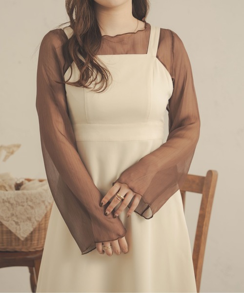 Ambre Neige(アンブルネージュ)の「【セットアイテム】キャミ付きシアーブラウス/WEB/EC限定商品(シャツ/ブラウス・レディース・アイボリー/ブラック/モカ/ピンク/ダークブラウン・FREE)」の18枚目の写真