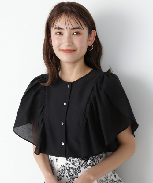 ナチュラルビューティーベーシック] ギャザースリーブティアード