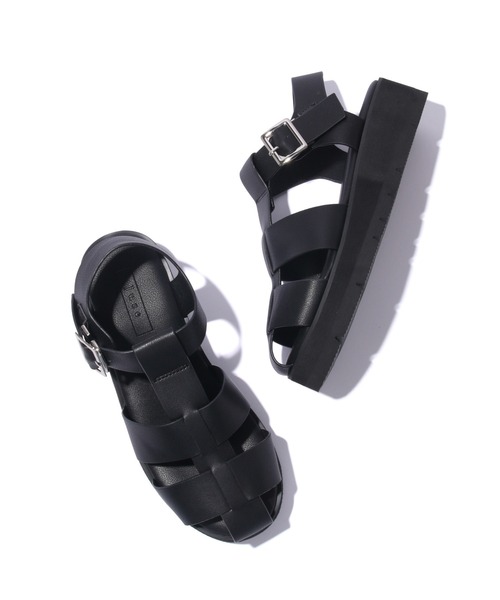 Juze（ジュゼ）の「【軽量】ボリュームソールソフトグルカサンダル（サンダル・レディース・ホワイト/ブラック・22.5cm/23.5cm/24.5cm）」の10枚目の写真