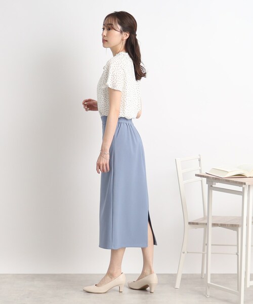 DRESKIP（ドレスキップ）の「◆お仕事シーンにも活躍！ドット柄 ボウタイリボンブラウス（シャツ/ブラウス・レディース・ライトグリーン系/ブラック系5/ホワイト系8・02/03/04）」の5枚目の写真