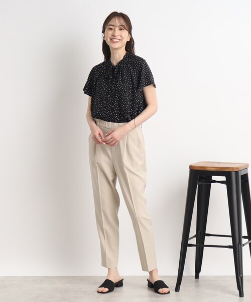 DRESKIP（ドレスキップ）の「◆お仕事シーンにも活躍！ドット柄 ボウタイリボンブラウス（シャツ/ブラウス・レディース・ライトグリーン系/ブラック系5/ホワイト系8・02/03/04）」の10枚目の写真