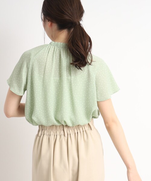 DRESKIP（ドレスキップ）の「◆お仕事シーンにも活躍！ドット柄 ボウタイリボンブラウス（シャツ/ブラウス・レディース・ライトグリーン系/ブラック系5/ホワイト系8・02/03/04）」の20枚目の写真
