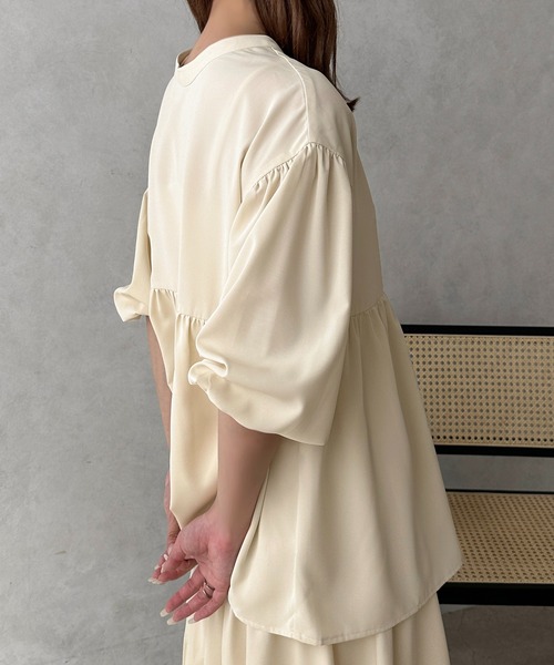 apres jour clair（アプレジュールクレア）の「【apres jour clair】ボリュームスリーブブラウス【ZOZOTOWN限定アイテム】（シャツ/ブラウス・レディース・ベージュ/アイボリー/ピンクベージュ・フリー/X-LARGE）」の7枚目の写真