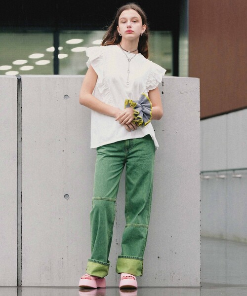 Firsthand（ファーストハンド）の「Firsthand/ファーストハンド オーガニックコットンフリルトップス/オーガニックコットンフリルトップス（Tシャツ/カットソー・レディース・ホワイト/ブラック/ピンク/ブルーグリーン・FREE）」の16枚目の写真