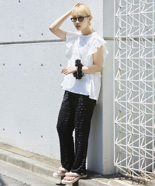 Firsthand（ファーストハンド）の「Firsthand/ファーストハンド オーガニックコットンフリルトップス/オーガニックコットンフリルトップス（Tシャツ/カットソー・レディース・ホワイト/ブラック/ピンク/ブルーグリーン・FREE）」の17枚目の写真