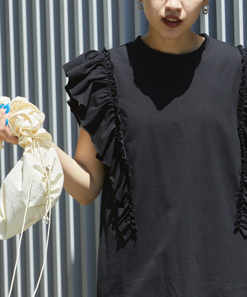 Firsthand（ファーストハンド）の「Firsthand/ファーストハンド オーガニックコットンフリルトップス/オーガニックコットンフリルトップス（Tシャツ/カットソー・レディース・ホワイト/ブラック/ピンク/ブルーグリーン・FREE）」の13枚目の写真