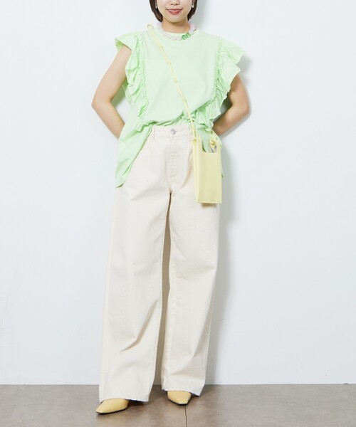 Firsthand（ファーストハンド）の「Firsthand/ファーストハンド オーガニックコットンフリルトップス/オーガニックコットンフリルトップス（Tシャツ/カットソー・レディース・ホワイト/ブラック/ピンク/ブルーグリーン・FREE）」の7枚目の写真