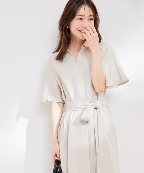 VIS（ビス）の「【洗える】スキッパーフレアワンピース（ワンピース・レディース・キナリ/ネイビー/ベージュ系その他・M/S）」の11枚目の写真