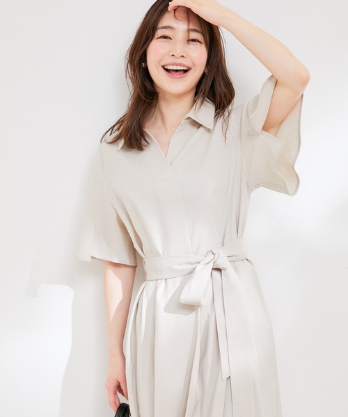 VIS（ビス）の「【洗える】スキッパーフレアワンピース（ワンピース・レディース・キナリ/ネイビー/ベージュ系その他・M/S）」の13枚目の写真