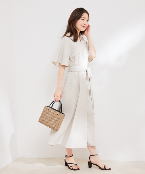 VIS（ビス）の「【洗える】スキッパーフレアワンピース（ワンピース・レディース・キナリ/ネイビー/ベージュ系その他・M/S）」の15枚目の写真