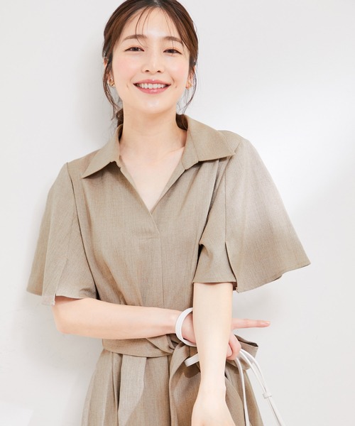 VIS（ビス）の「【洗える】スキッパーフレアワンピース（ワンピース・レディース・キナリ/ネイビー/ベージュ系その他・M/S）」の16枚目の写真