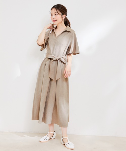 VIS（ビス）の「【洗える】スキッパーフレアワンピース（ワンピース・レディース・キナリ/ネイビー/ベージュ系その他・M/S）」の17枚目の写真