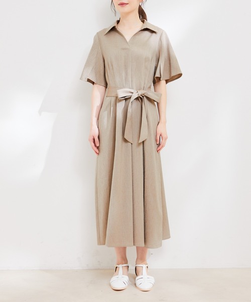 VIS（ビス）の「【洗える】スキッパーフレアワンピース（ワンピース・レディース・キナリ/ネイビー/ベージュ系その他・M/S）」の20枚目の写真