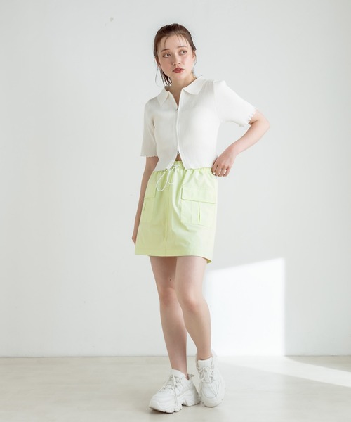 OLIVE des OLIVE(オリーブデオリーブ)の「カーゴミニスカート 1031010350(スカート・レディース・ライム/オフホワイト/ブラック・FREE)」の9枚目の写真