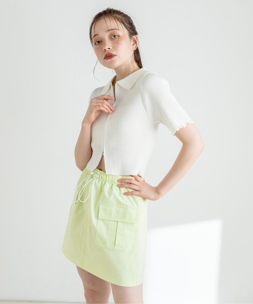 OLIVE des OLIVE(オリーブデオリーブ)の「カーゴミニスカート 1031010350(スカート・レディース・ライム/オフホワイト/ブラック・FREE)」の10枚目の写真