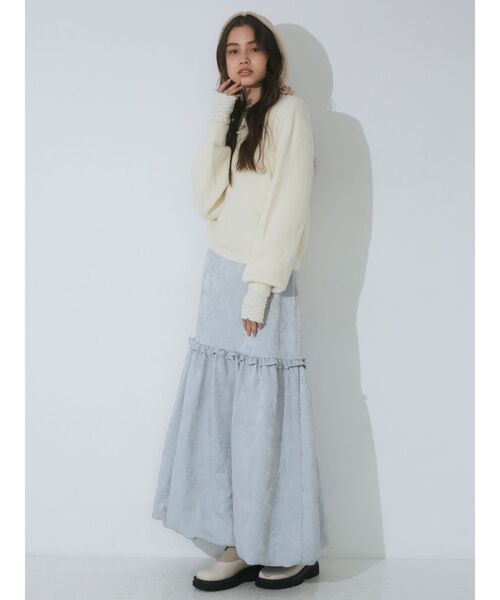 merry jenny（メリージェニー）の「flowerジャガードバルーンスカート（スカート・レディース・オフホワイト/ブルー/ブラック・FREE）」の5枚目の写真