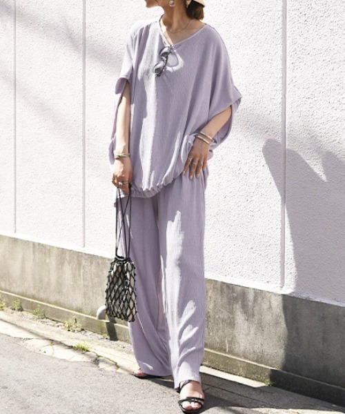 and it_（アンドイット）の「セルフカット楊柳セットアップ（セットアップ・レディース・ブラック/モカ/ラベンダー・M/L）」の3枚目の写真