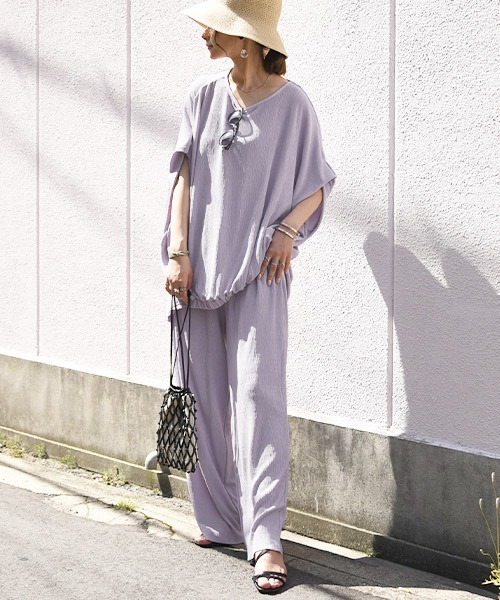 and it_（アンドイット）の「セルフカット楊柳セットアップ（セットアップ・レディース・ブラック/モカ/ラベンダー・M/L）」の22枚目の写真