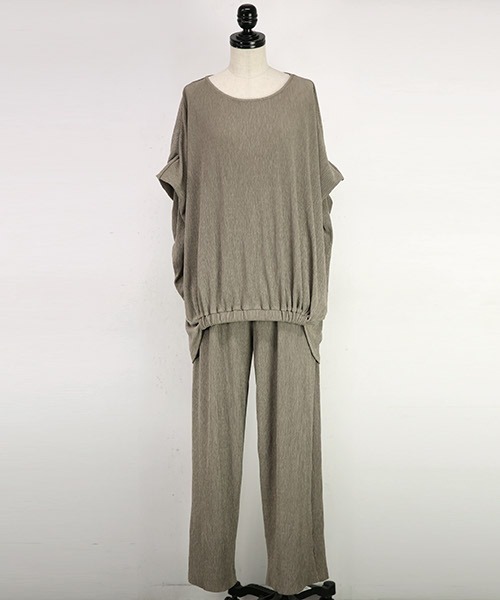 and it_（アンドイット）の「セルフカット楊柳セットアップ（セットアップ・レディース・ブラック/モカ/ラベンダー・M/L）」の6枚目の写真